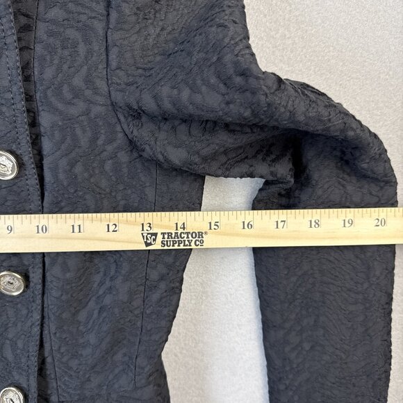 Zara Black Scroll Jacquard Embroidered Pleated Prep Jacket Blazer Womens Size XS - Picture 7 of 13